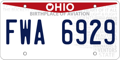 OH license plate FWA6929