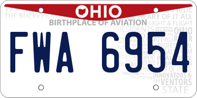 OH license plate FWA6954