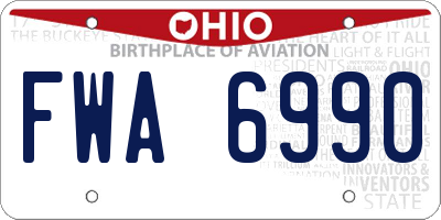 OH license plate FWA6990