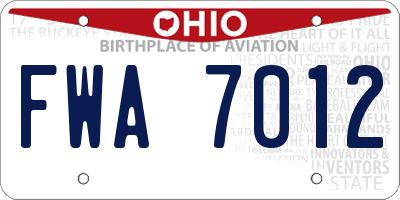 OH license plate FWA7012