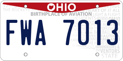 OH license plate FWA7013