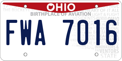 OH license plate FWA7016