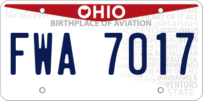 OH license plate FWA7017