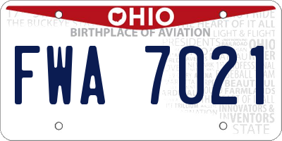 OH license plate FWA7021
