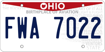 OH license plate FWA7022