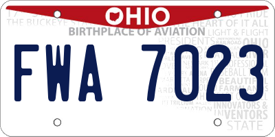 OH license plate FWA7023