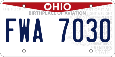 OH license plate FWA7030