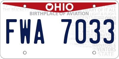 OH license plate FWA7033