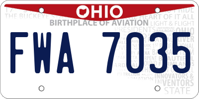 OH license plate FWA7035