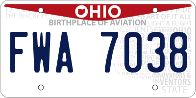 OH license plate FWA7038