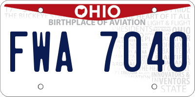 OH license plate FWA7040