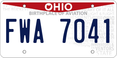 OH license plate FWA7041