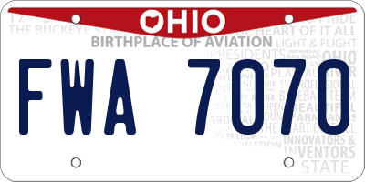 OH license plate FWA7070