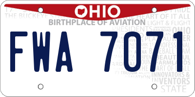 OH license plate FWA7071