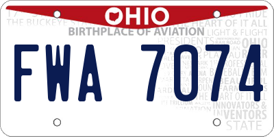 OH license plate FWA7074