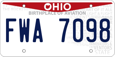 OH license plate FWA7098