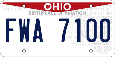 OH license plate FWA7100