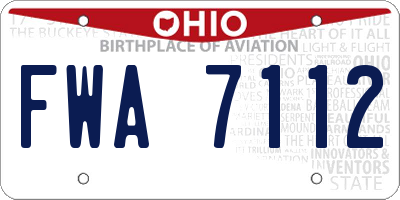 OH license plate FWA7112