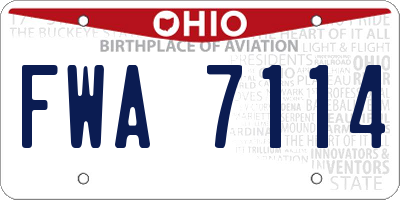 OH license plate FWA7114