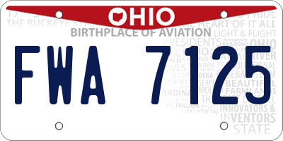 OH license plate FWA7125