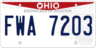 OH license plate FWA7203