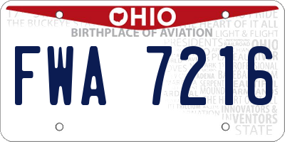 OH license plate FWA7216