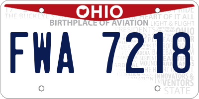 OH license plate FWA7218