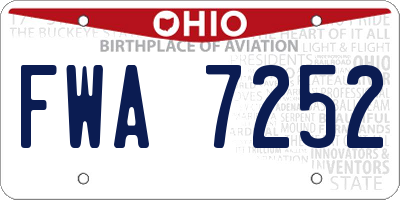 OH license plate FWA7252