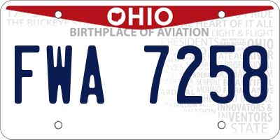 OH license plate FWA7258