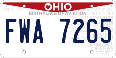 OH license plate FWA7265