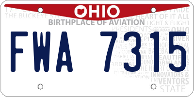 OH license plate FWA7315