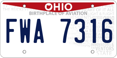 OH license plate FWA7316