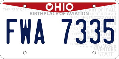 OH license plate FWA7335