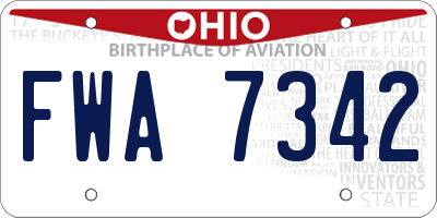 OH license plate FWA7342