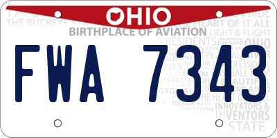 OH license plate FWA7343