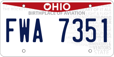 OH license plate FWA7351