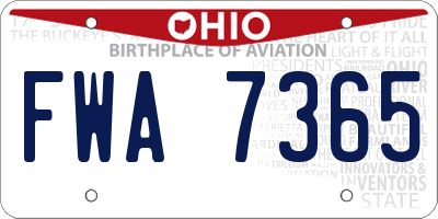 OH license plate FWA7365