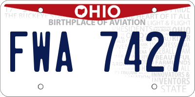 OH license plate FWA7427