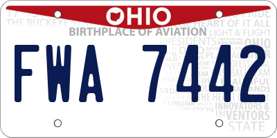 OH license plate FWA7442