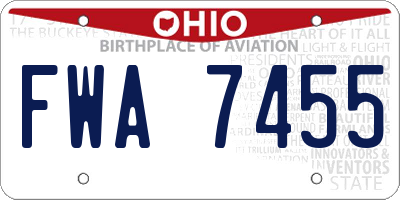 OH license plate FWA7455