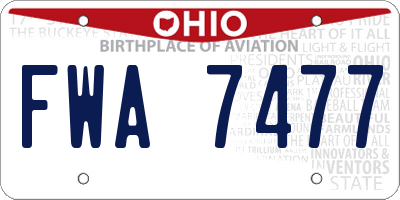 OH license plate FWA7477