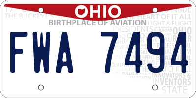 OH license plate FWA7494