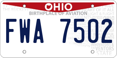 OH license plate FWA7502