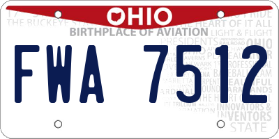 OH license plate FWA7512