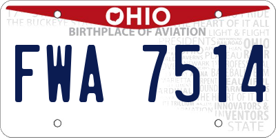 OH license plate FWA7514