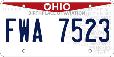 OH license plate FWA7523