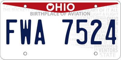 OH license plate FWA7524