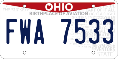 OH license plate FWA7533