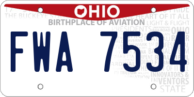 OH license plate FWA7534