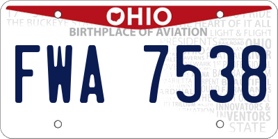 OH license plate FWA7538